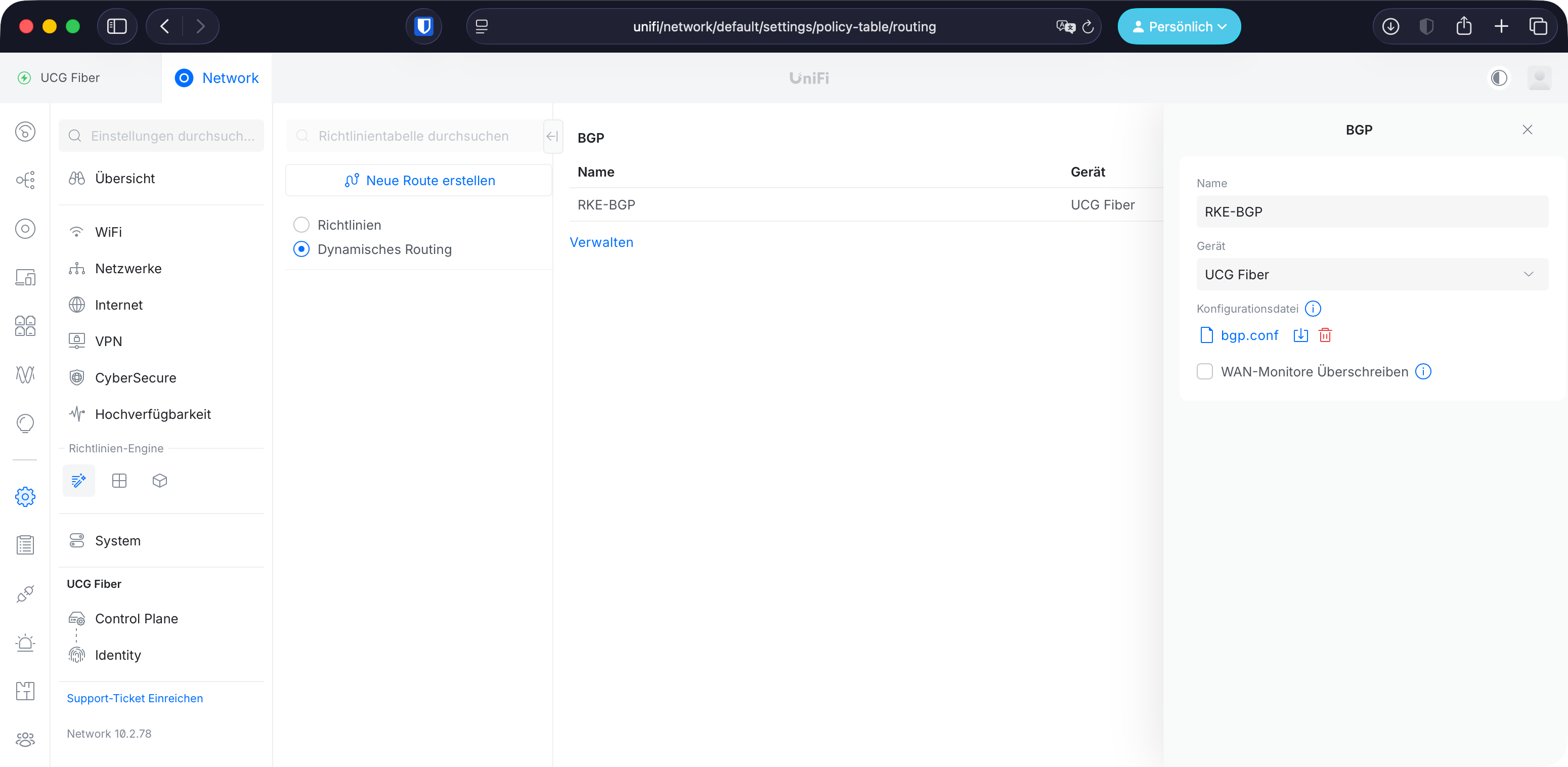 UniFi BGP Web-UI Setup